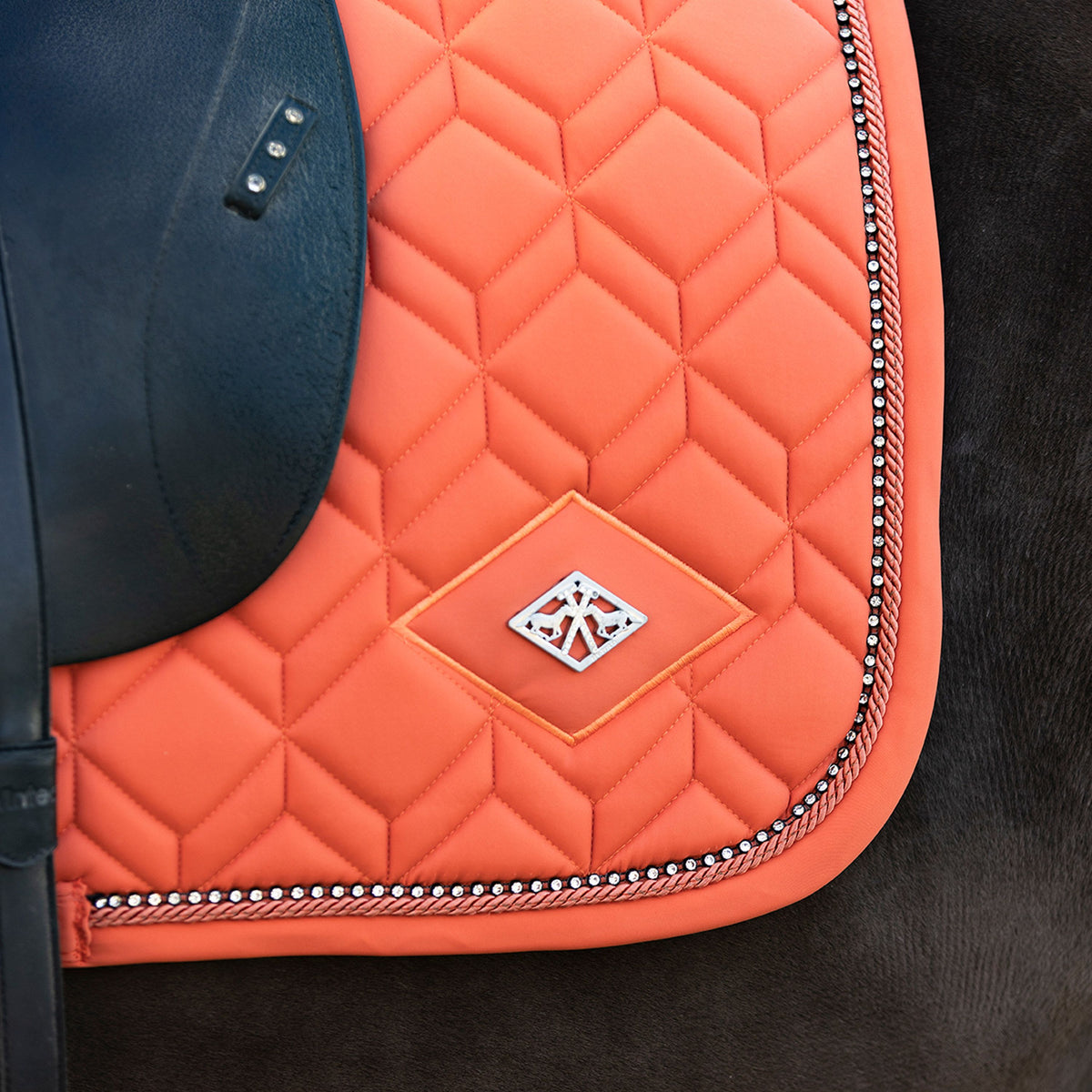 Die HV POLO Pferde Springschabracke "Classic" in Orange mit der Artikelnummer 0801093501-3087 ist ein farbenfrohes und funktionales Accessoire für Ihr Pferd. Mit ihrem lebendigen Design und hochwertigen Materialien bietet sie sowohl Schutz als auch Stil. Sie können diese Springschabracke auf der Website www.Hotti24.de erwerben.