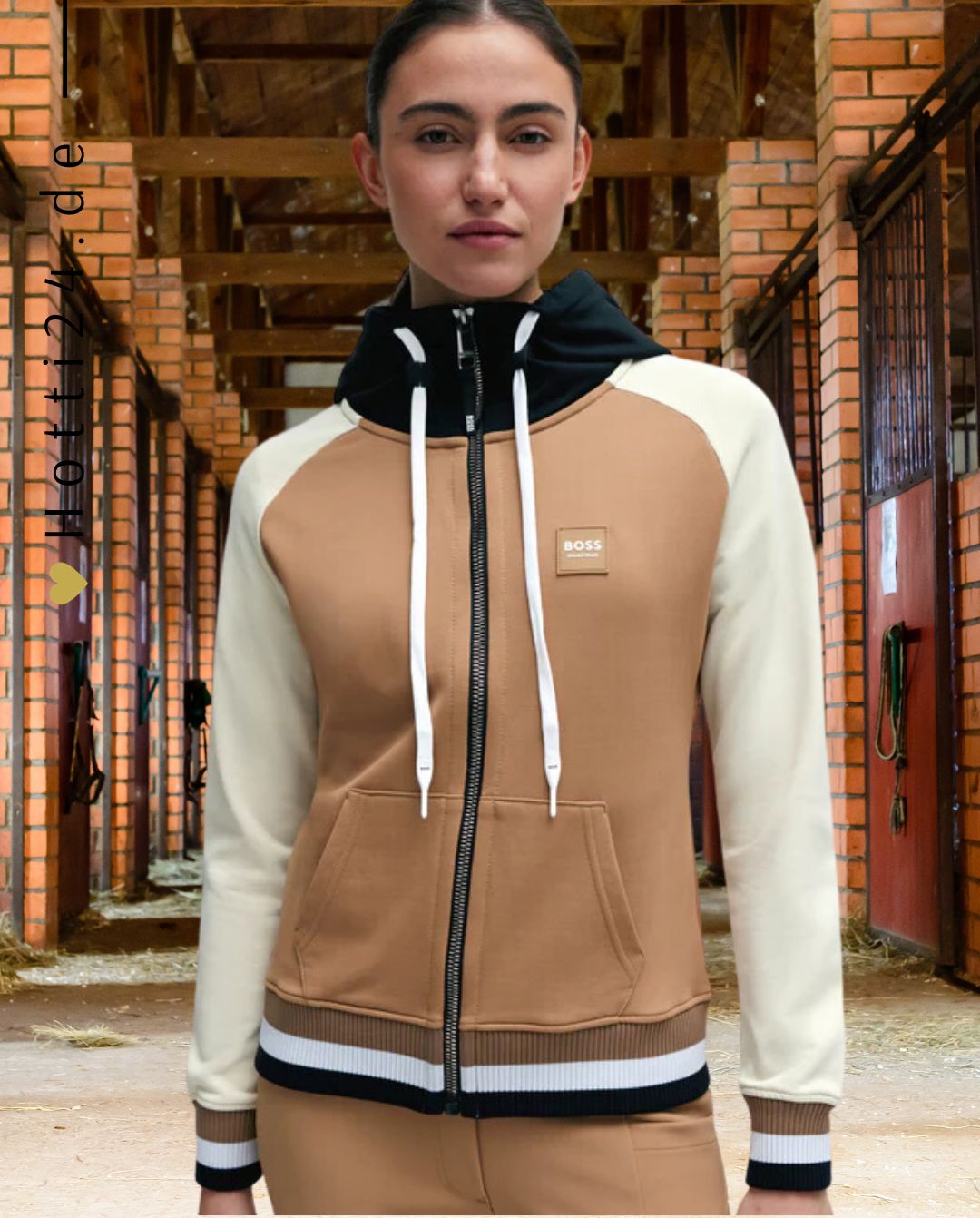 BOSS Equestrian »Damen Sweatjacke Riva Signature Colour Block Braun, präsentiert sich im angesagten Colour Blocking Design. Mit dem BOSS Logo Silikon Patch auf der Brust und der Kapuze setzt sie klare Akzente Artikelnummer b3w1201-260 kaufen bei www.Hotti24.de