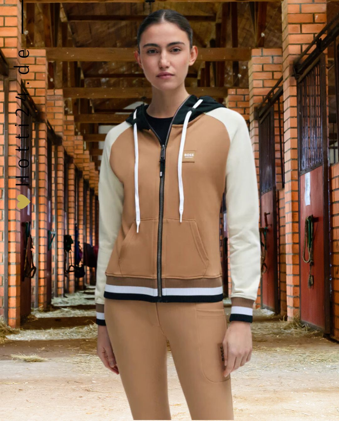 BOSS Equestrian »Damen Sweatjacke Riva Signature Colour Block Braun, präsentiert sich im angesagten Colour Blocking Design. Mit dem BOSS Logo Silikon Patch auf der Brust und der Kapuze setzt sie klare Akzente Artikelnummer b3w1201-260 kaufen bei www.Hotti24.de