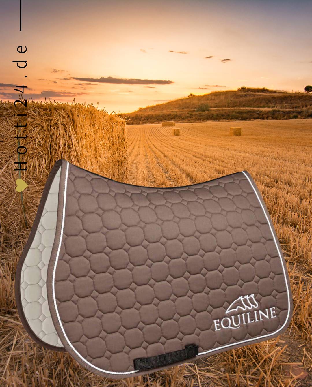 Pferde Dressurschabracke "Outline" von EQUILINE in der Farbe Braun Cappuccino mit der Artikelnummer B01042-DN-799. Diese Dressurschabracke wurde speziell entwickelt, um Ihrem Pferd während der Dressur einen eleganten und komfortablen Sitz zu bieten. Sie können diese Pferde Dressurschabracke auf der Website www.hotti24.de erwerben