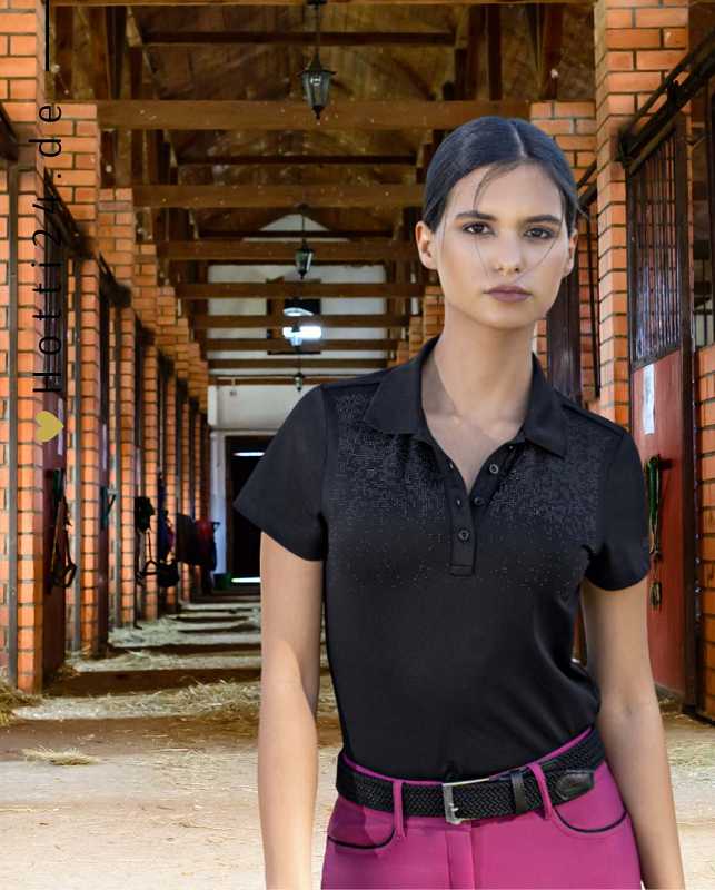 equiline damen poloshirt gillis es123ph00879-006 schwarz