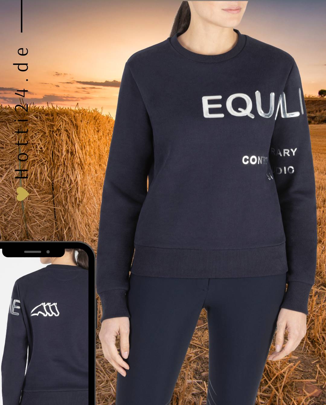 Damen Sweatshirt "Cenor" von EQUILINE. Dieses Sweatshirt ist in der Farbe Blau erhältlich und trägt die Artikelnummer EW123PR09819-002. Das "Cenor" Damen Sweatshirt wurde speziell entwickelt, um Komfort und Stil zu bieten. Sie haben die Möglichkeit, das Sweatshirt von vorne, von der Seite und von hinten zu betrachten, um einen umfassenden Eindruck zu erhalten. Sie können dieses Damen Sweatshirt auf der Website www.hotti24.de erwerben