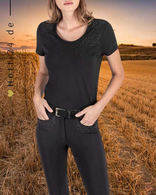 equiline damen t-shirt gergeg es123ph00878-006 schwarz