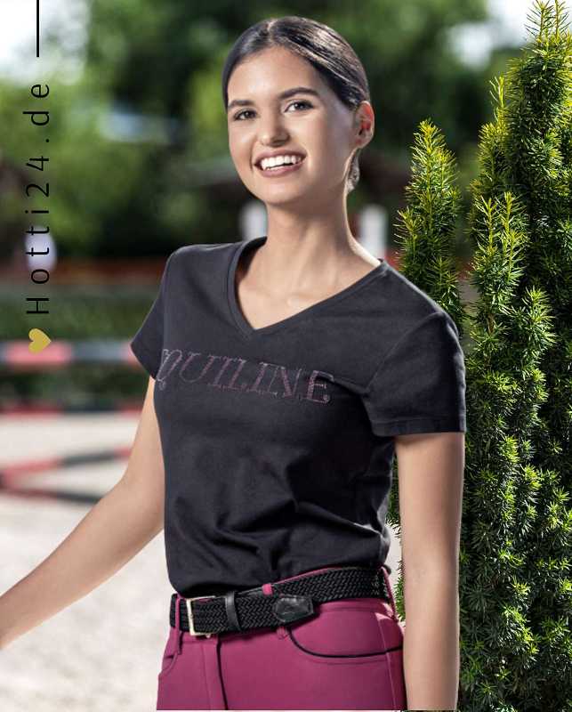 equiline damen t-shirt gigerg es123ph00881-447 schwarz lila vorne