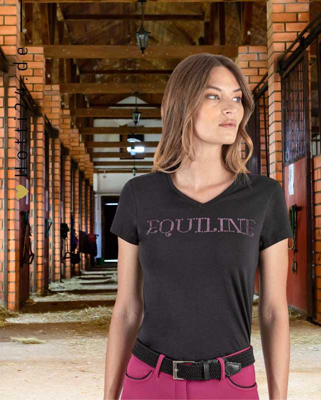 equiline damen t-shirt gigerg es123ph00881-447 schwarz lila vorne