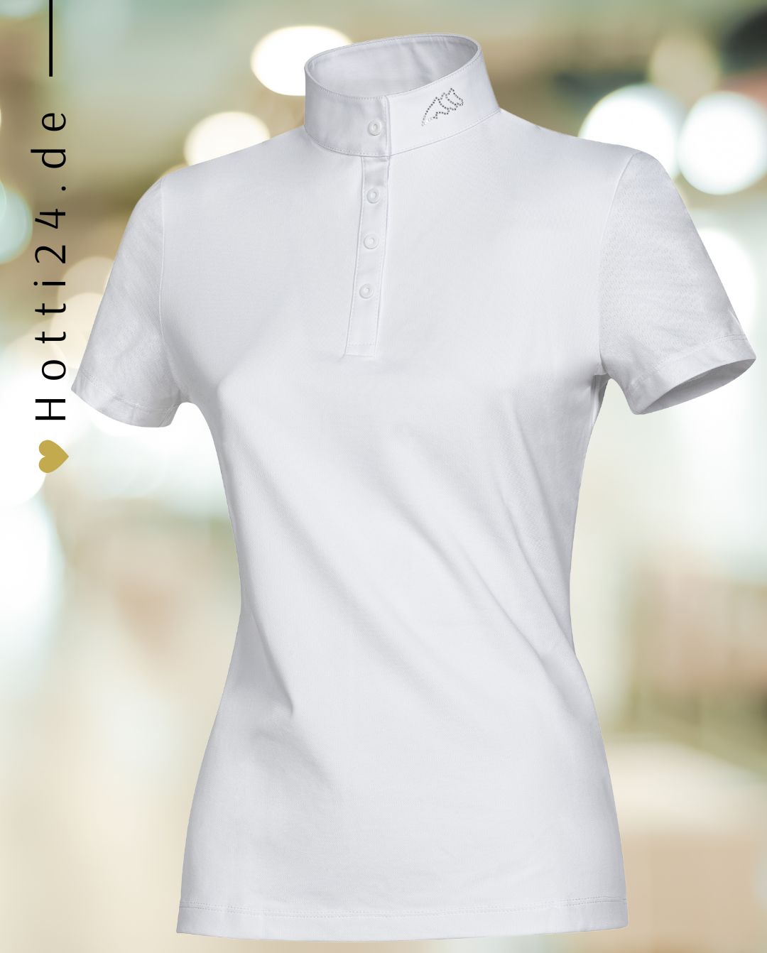 Equiline »Damen Turnier Poloshirt Esdie Weiß, vereint Stil und Leistung auf höchstem Niveau in der Reitsportbekleidung. Mit einem Popelinekragen und einem auffälligen Logo aus Mikronieten strahlt dieses Poloshirt Raffinesse und Eleganz aus Artikelnummer es024ph00903-001 erhältlich bei www.Hotti24.de