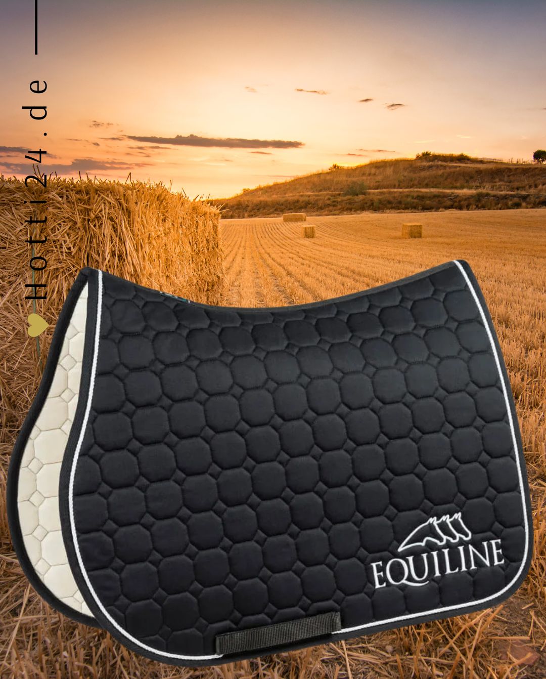 Pferde Springschabracke "Outline" von EQUILINE in der Farbe Schwarz mit der Artikelnummer B01042-N-006. Diese Springschabracke wurde speziell entwickelt, um Ihrem Pferd während des Springreitens einen eleganten und komfortablen Sitz zu bieten. Sie können diese Pferde Springschabracke auf der Website www.hotti24.de erwerben