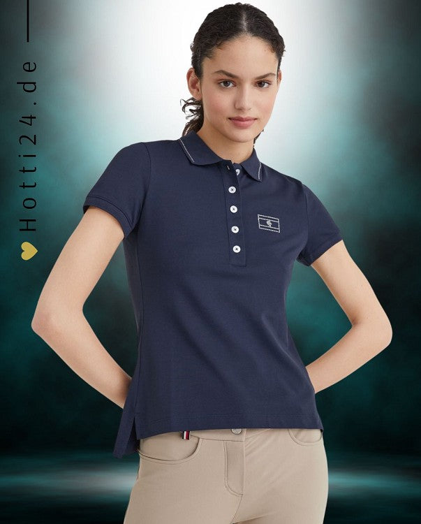 Tommy Hilfiger Equestrian® »Damen Poloshirt mit Strass Weiß, Funktionales Poloshirt mit langer Knopfleiste vorne mit Strass Artikelnummer th10066-004 kaufen bei www.Hotti24.de