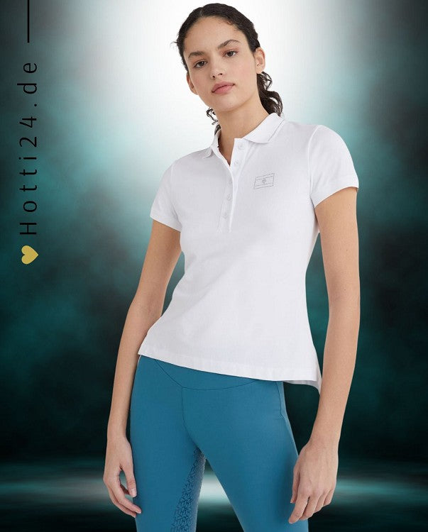 Tommy Hilfiger Equestrian® »Damen Poloshirt mit Strass Weiß, Funktionales Poloshirt mit langer Knopfleiste vorne mit Strass Artikelnummer th10066-001 kaufen bei www.Hotti24.de