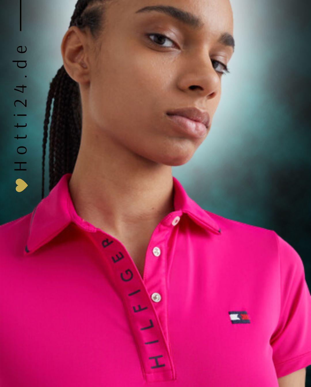 Tommy Hilfiger Equestrian® »Damen Poloshirt Harlem Pink, mit bedruckter Hilfiger Klappe und verdecktem Druckknopfverschluss. Mit aufgesticktem Flag Logo auf der linken Brust und aus einem schnell trocknenden, desodorierenden Material Artikelnummer th07wssp301-028 erhältlich bei www.Hotti24.de