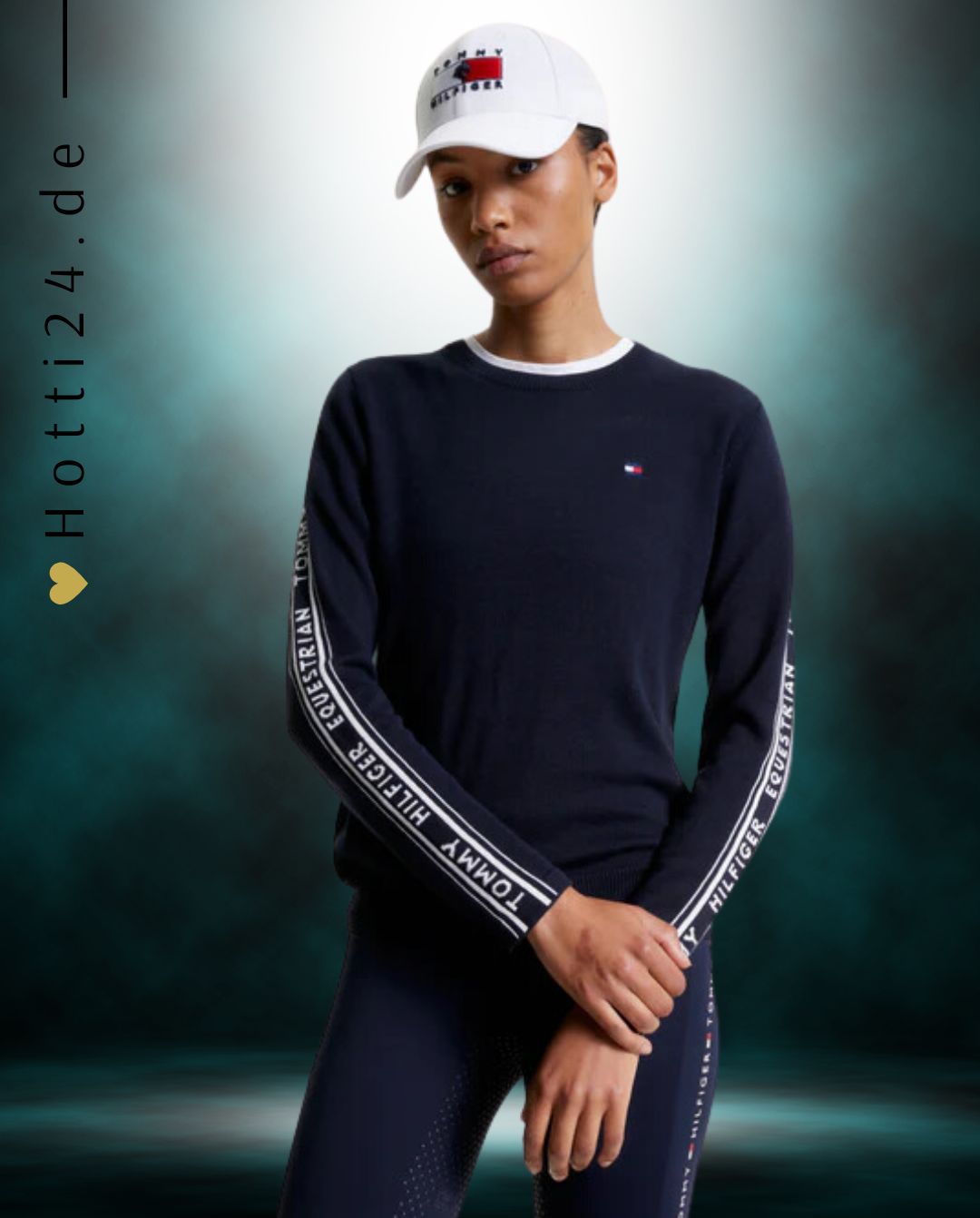 Tommy Hilfiger Equestrian® »Damen Pullover Seattle Blau, mit dem charakteristischen Tommy Hilfiger Jacquard Branding entlang der Ärmel und dem klassischen kleinen Flaggenlogo auf der Brust für eine coole, sportliche Variante des klassischen Pullovers Artikelnummer th13wswe673-004 erhältlich bei www.Hotti24.de