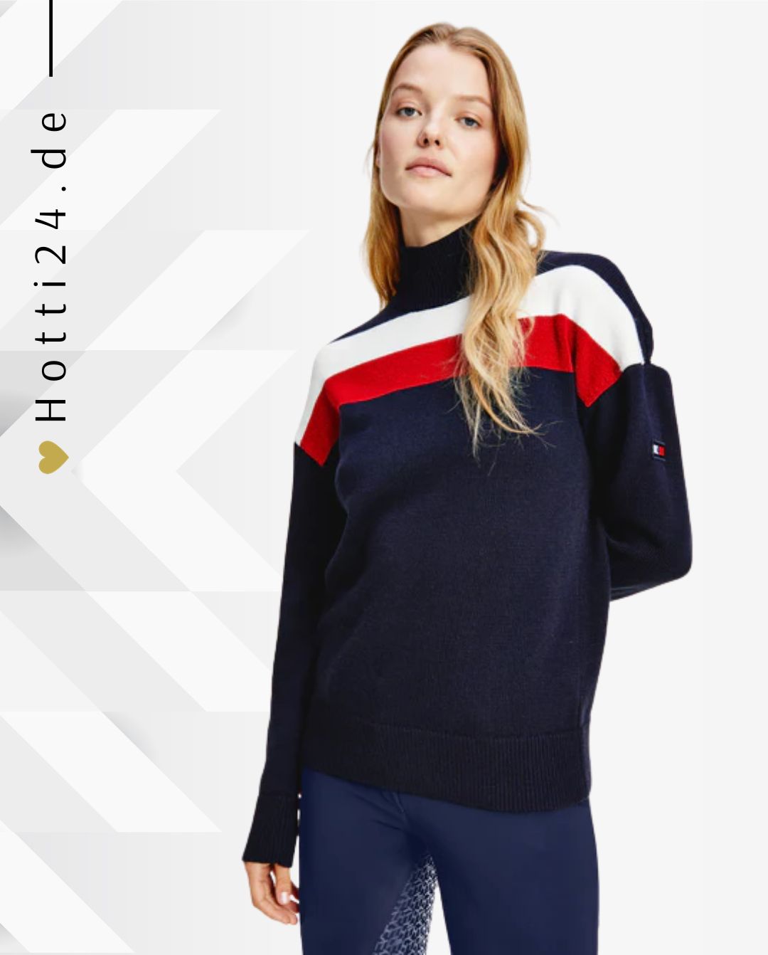 Damen Pullover von TOMMY HILFIGER. Dieser Pullover ist in Blau mit weißen und roten Streifen erhältlich und trägt die Artikelnummer TH10033-004. Der Damen Pullover wurde speziell entwickelt, um Stil und Komfort zu bieten und kann auf der Website www.hotti24.de erworben werden