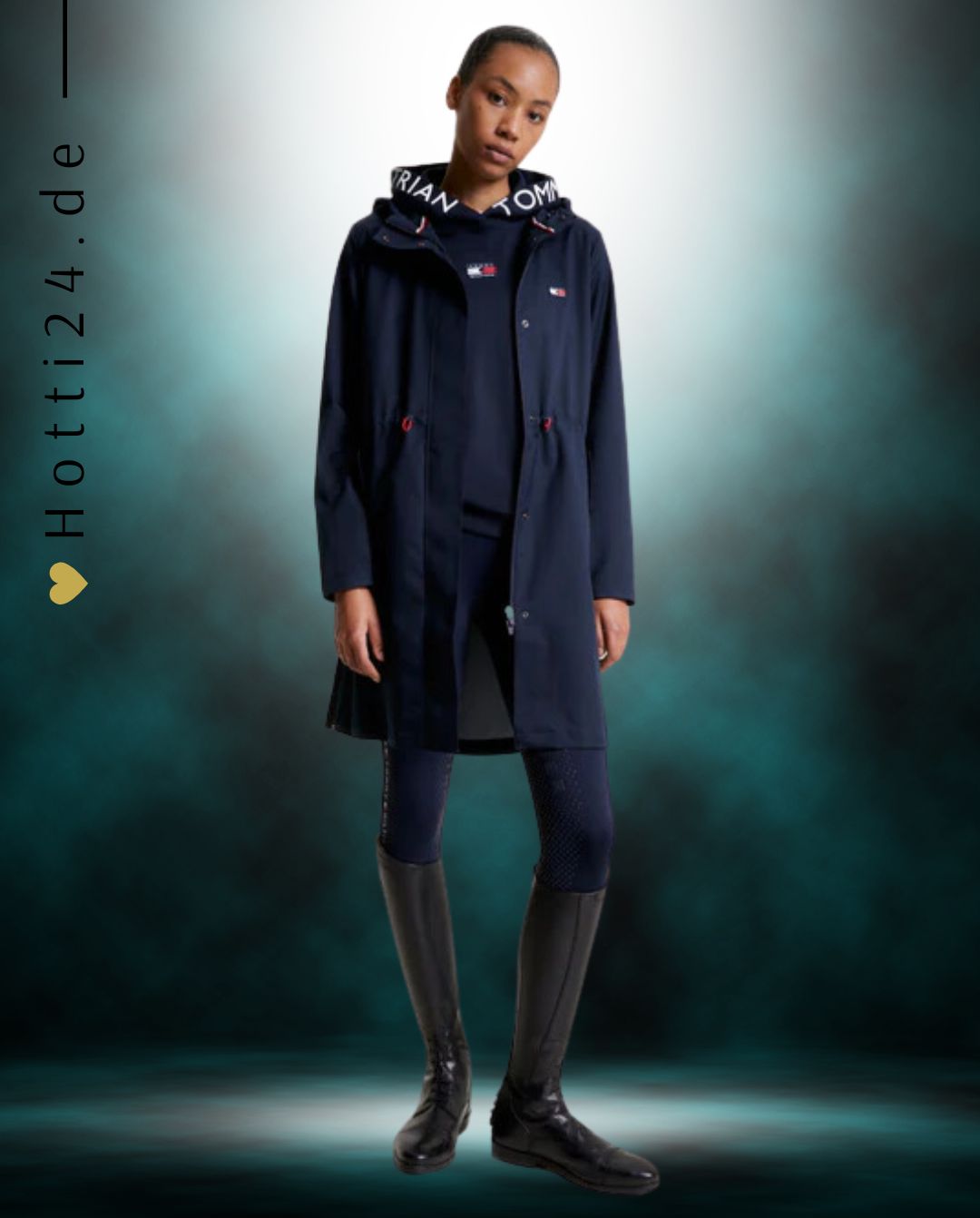 Tommy Hilfiger Equestrian® »Damen Regenjacke Washington Blau, lange Regenjacke wurde für Trainings, Shows und Regentage entwickelt. Entworfen mit einer Knopfleiste vorne mit versteckten Druckknöpfen und Pattentaschen vorne Artikelnummer th13wjac700-004 erhältlich bei www.Hotti24.de