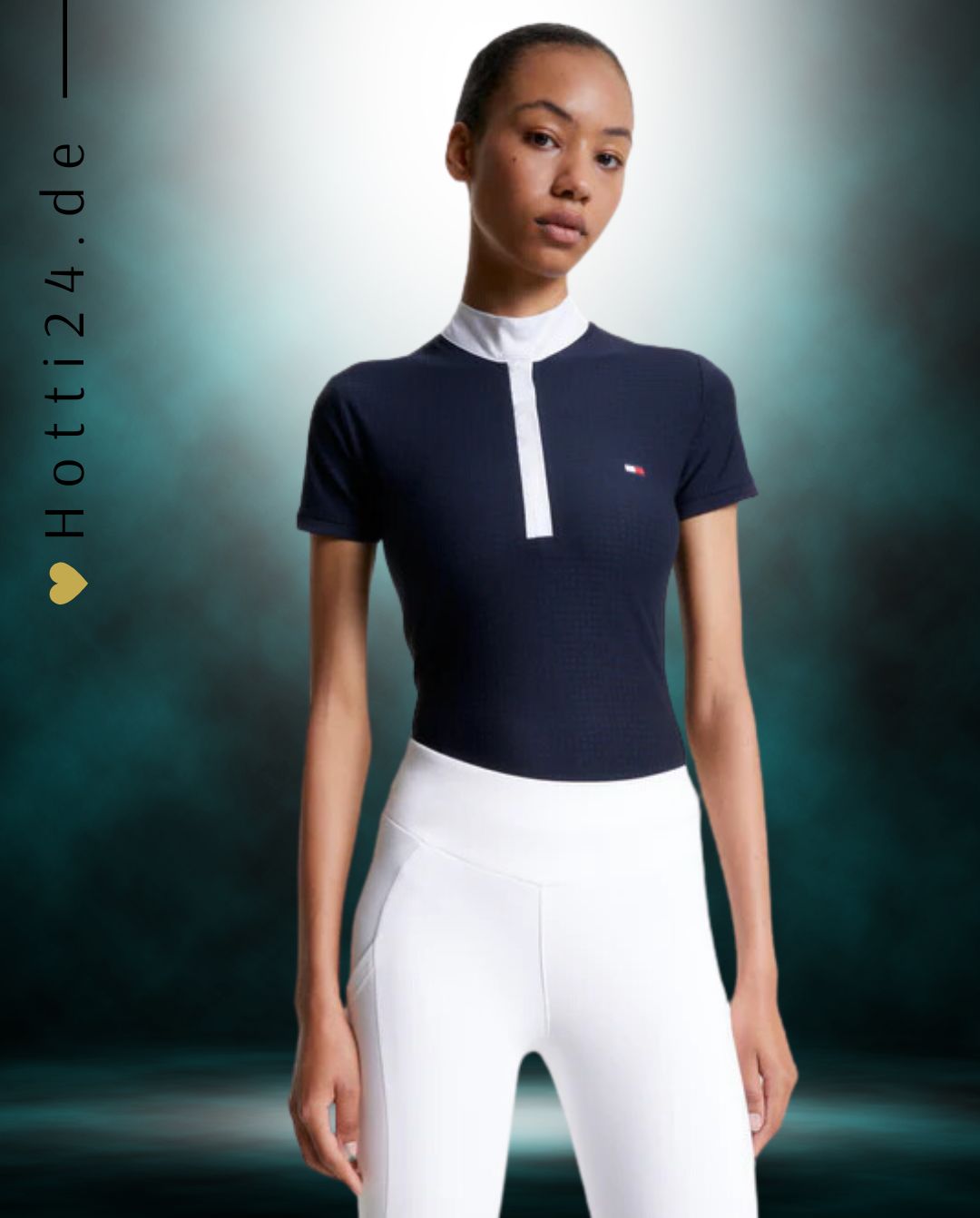 Tommy Hilfiger Equestrian® »Damen Turniershirt Chelsea Blau, aus einem 4-Wege-Stretchmaterial mit dezenter Textur, das Sie kühl und trocken hält, wenn es darauf ankommt, und einem schicken Stehkragen mit Druckknopfverschluss Artikelnummer th13wsss678-004 erhältlich bei www.Hotti24.de