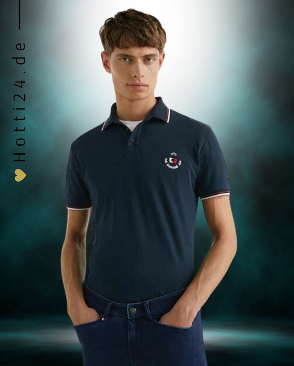 Tommy Hilfiger Equestrian® »Herren College Poloshirt Blau, mit kurzer Knopfleiste vorne, geripptem Kragen und Ärmelbündchen Artikelnummer th07mssp201-004 kaufen bei www.Hotti24.de