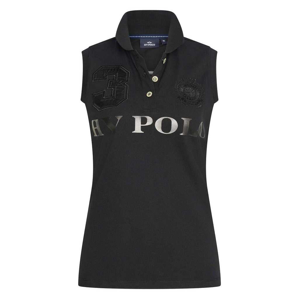 poloshirt damen aermellos schwarz vorne druck hv polo