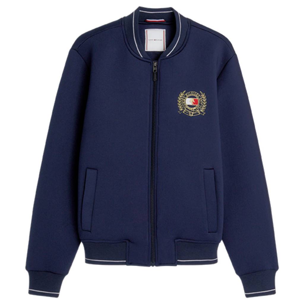 tommy hilfiger damen-bomberjacke blau vorne