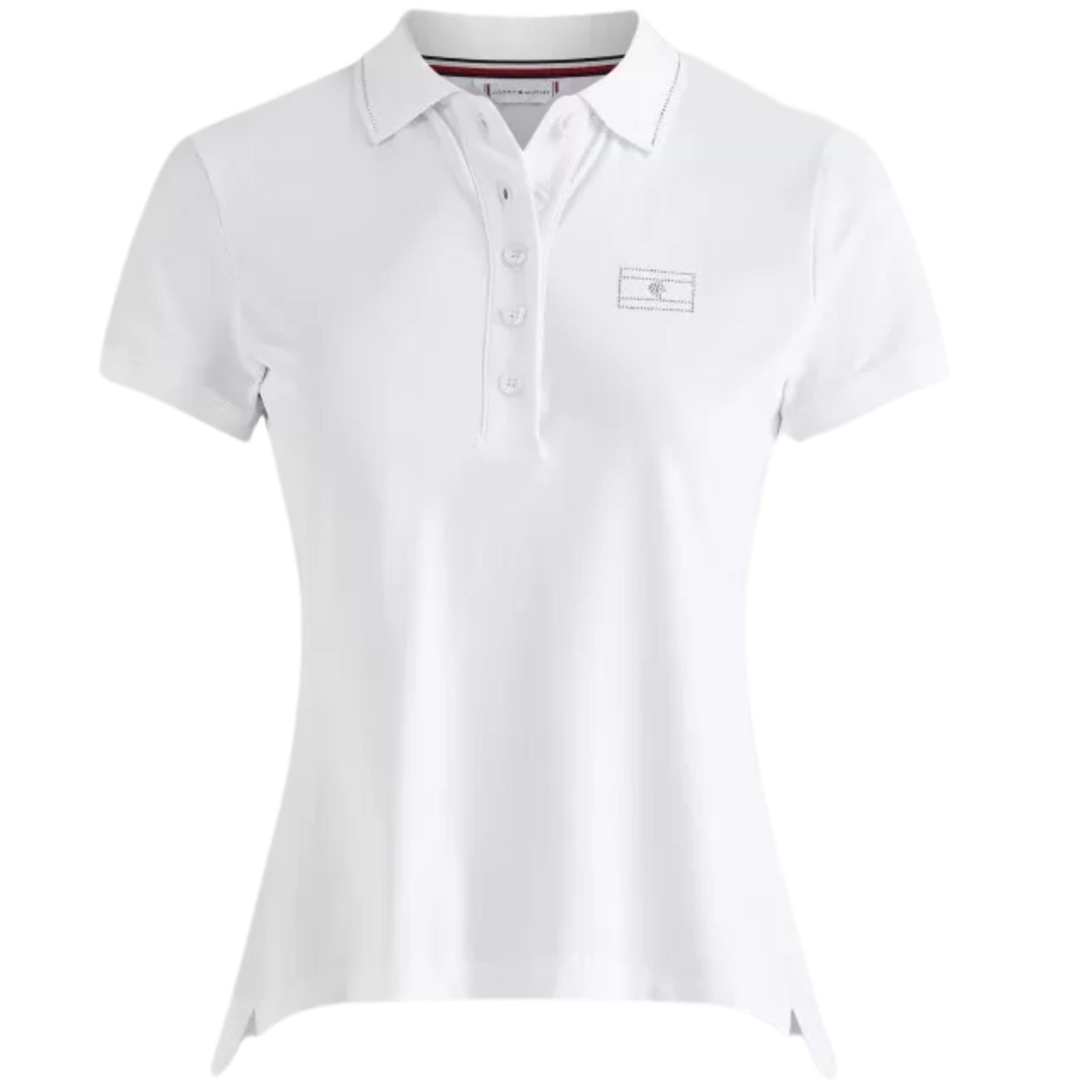 Tommy Hilfiger Equestrian® »Damen Poloshirt mit Strass Weiß, Funktionales Poloshirt mit langer Knopfleiste vorne mit Strass Artikelnummer th10066-001 kaufen bei www.Hotti24.de