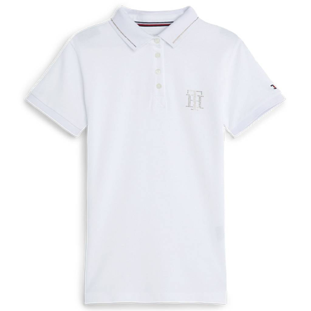 tommy hilfiger damen poloshirt mit strass vorne