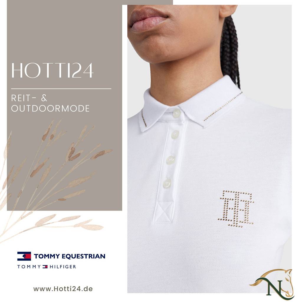 tommy hilfiger damen poloshirt mit strass vorne model