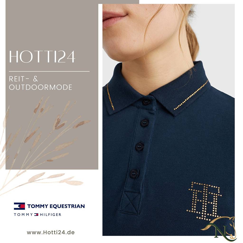 tommy hilfiger damen poloshirt strass vorne detail