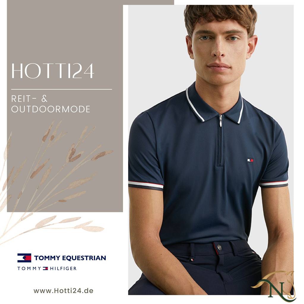 tommy hilfiger herren poloshirt performance blau vorne model