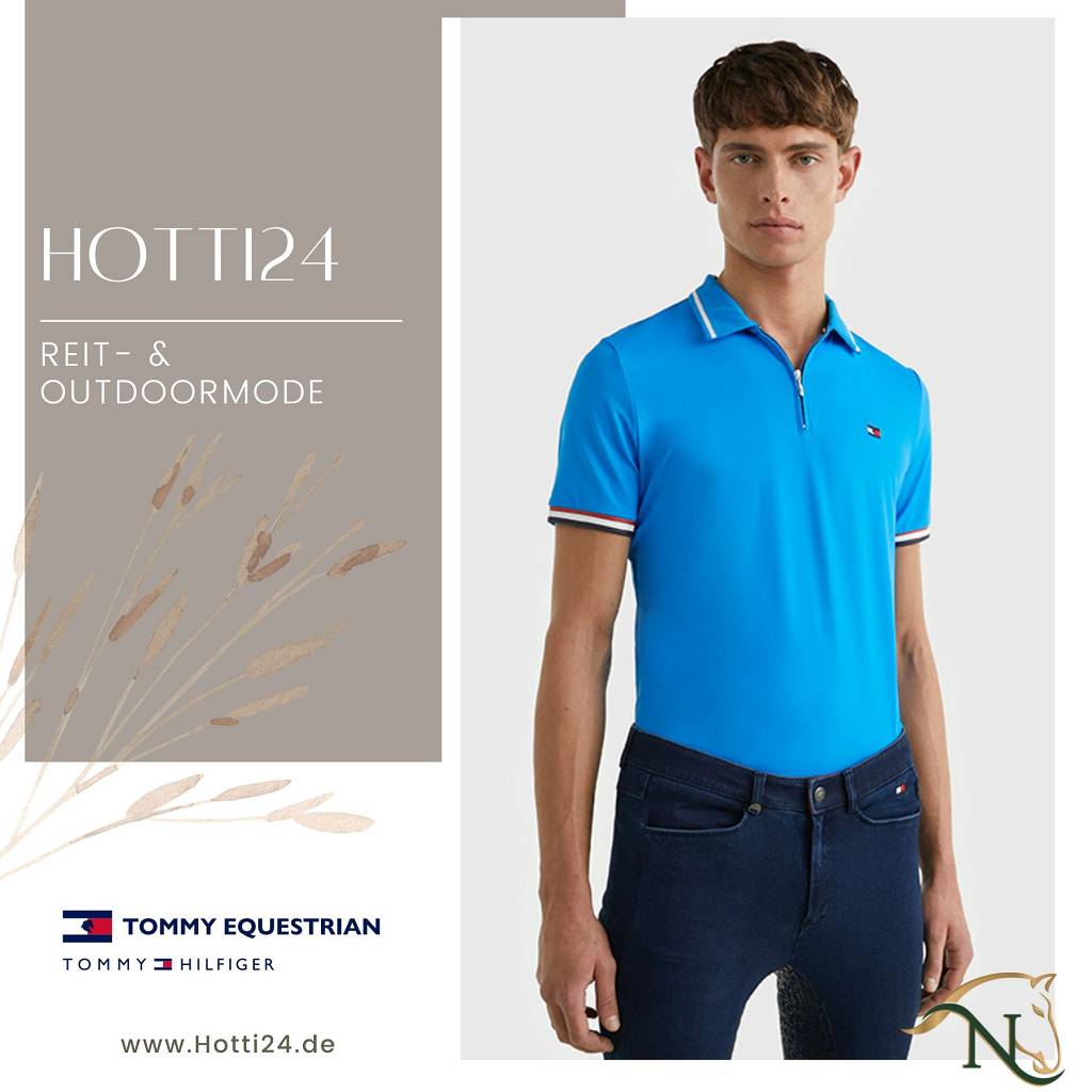 tommy hilfiger herren poloshirt performance blau model vorne